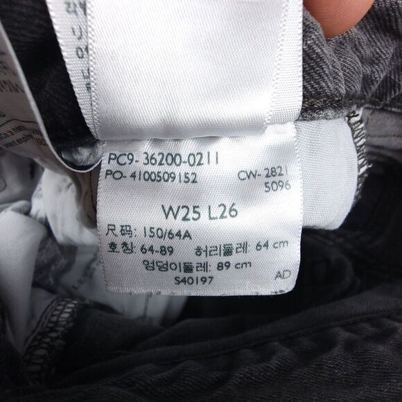 LEVIS 501 Original High Rise Straight Cropped Raw Hem Jeans Womens 25 x 26 Gray - Picture 2 of 7